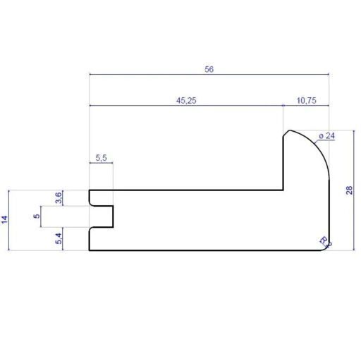 Tradition Solid Oak Stair Nosing, Unfinished 56x14mm, 2.7m Image 2