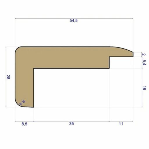 Tradition Solid Oak Universal Stair Nosing, Unfinished, 27x54.5mm, 2.7m Image 2