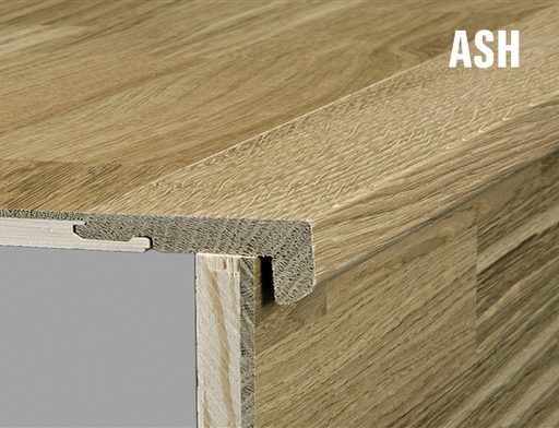 Kahrs Ash Solid Stair Nosing for 15mm Woodloc, Satin Lacquered, 35x60x1200mm