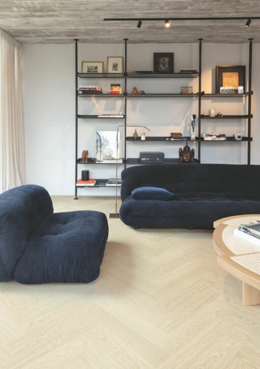 QuickStep Alpha Ciro, Pure Oak Polar Herringbone Vinyl Flooring, 126x6x630mm