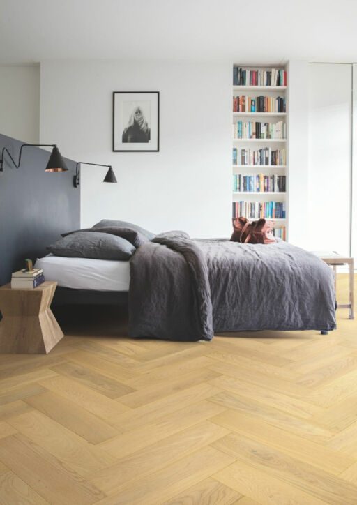 QuickStep Disegno Pure Light Oak Engineered Parquet Flooring, Extra Matt Lacquered, 145x13.5x580mm